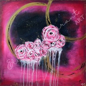 golden moons dripped flowers. Witchy free spirit celestial, dark light look.